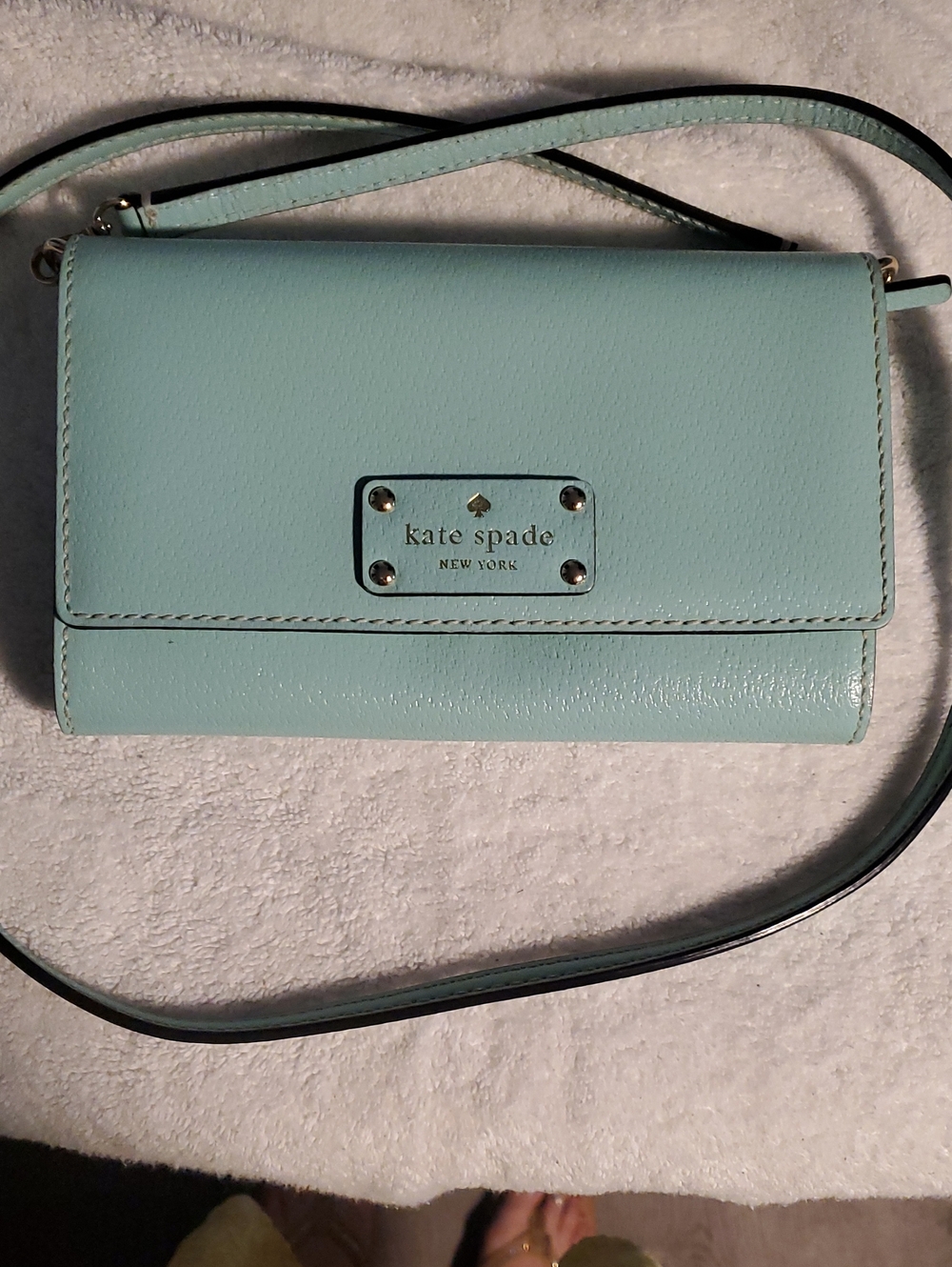 kate spade mint green leather crossbody wallet